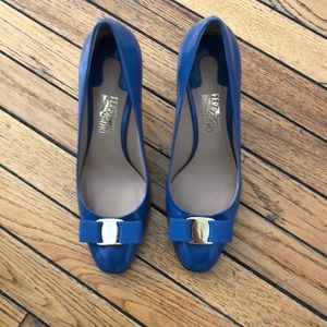 Blue Ferragamo pumps
